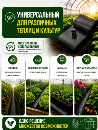 Аккумулятор тепла для теплицы Солнышко черный 0,2х4 м со штуцером 2 шт Благодатное земледелие